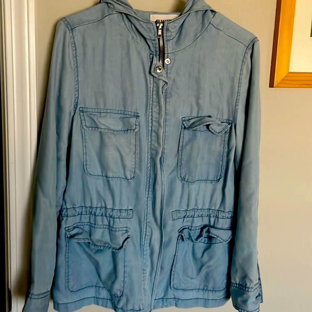 Super soft denim cardigan, size S 
Barely used 
Very nice and soft